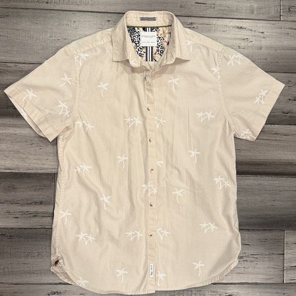 Denim & Flower Other - NWOT, Denim & Flower Beige Shirt with Tropical Print